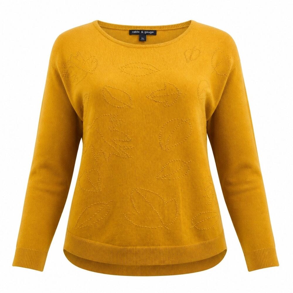 Cable & Gauge Gold Dolman Hi Low Knit Top Large